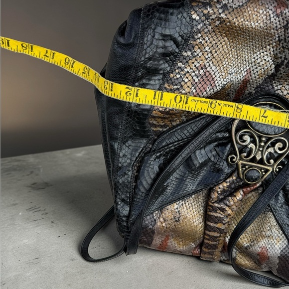 Vintage Sharif Black/ Multicolor Reptile Skin Leather Shoulder Purse USA - Picture 6 of 8